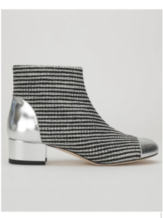 CHANEL Shoes - CHANEL Tweed & Silver Cap-Toe Ankle Boots – NEW WITH TAGS – Size 37.5/7,5US